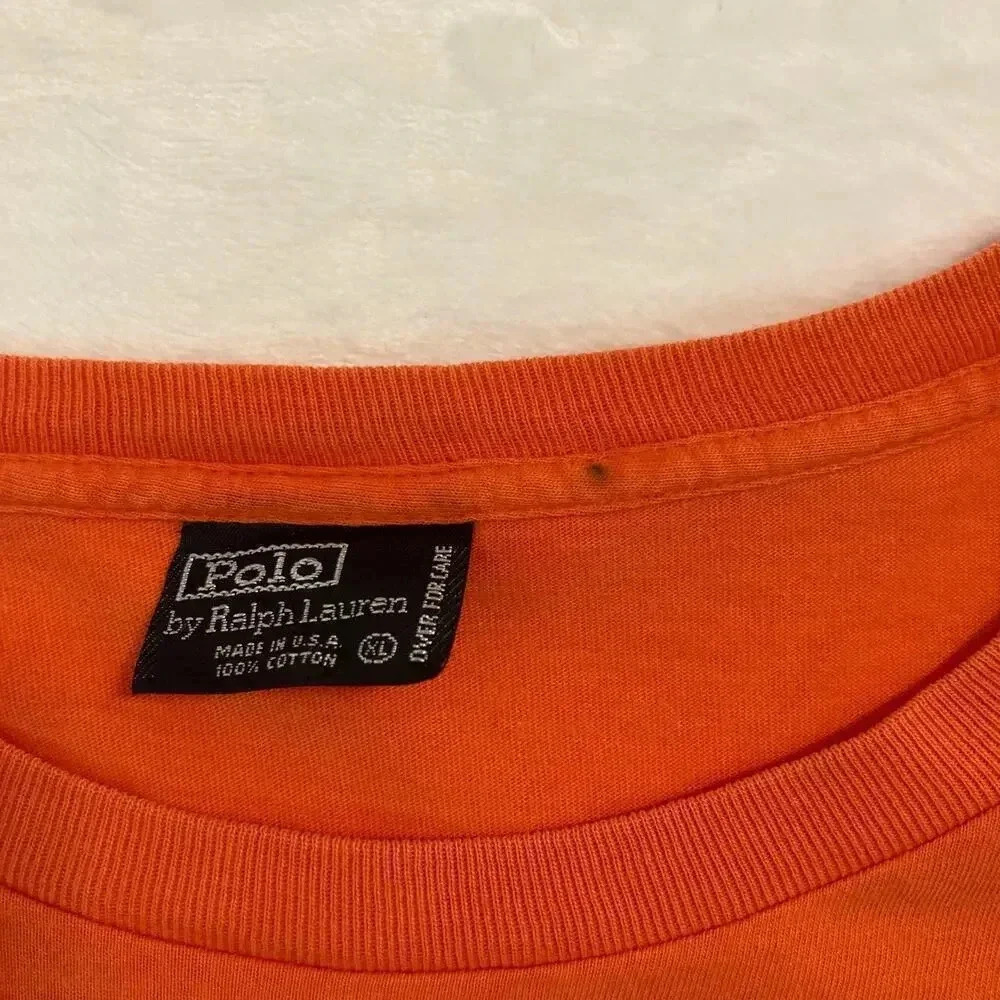 Polo Ralph Lauren Men's Crew-Neck Solid short sleeve T-shirt Orange Size XL - Picture 4 of 9